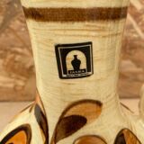 Antique JASBA Ceramic Pitcher Brown Beige Flower Decor Germany Vintage #B243