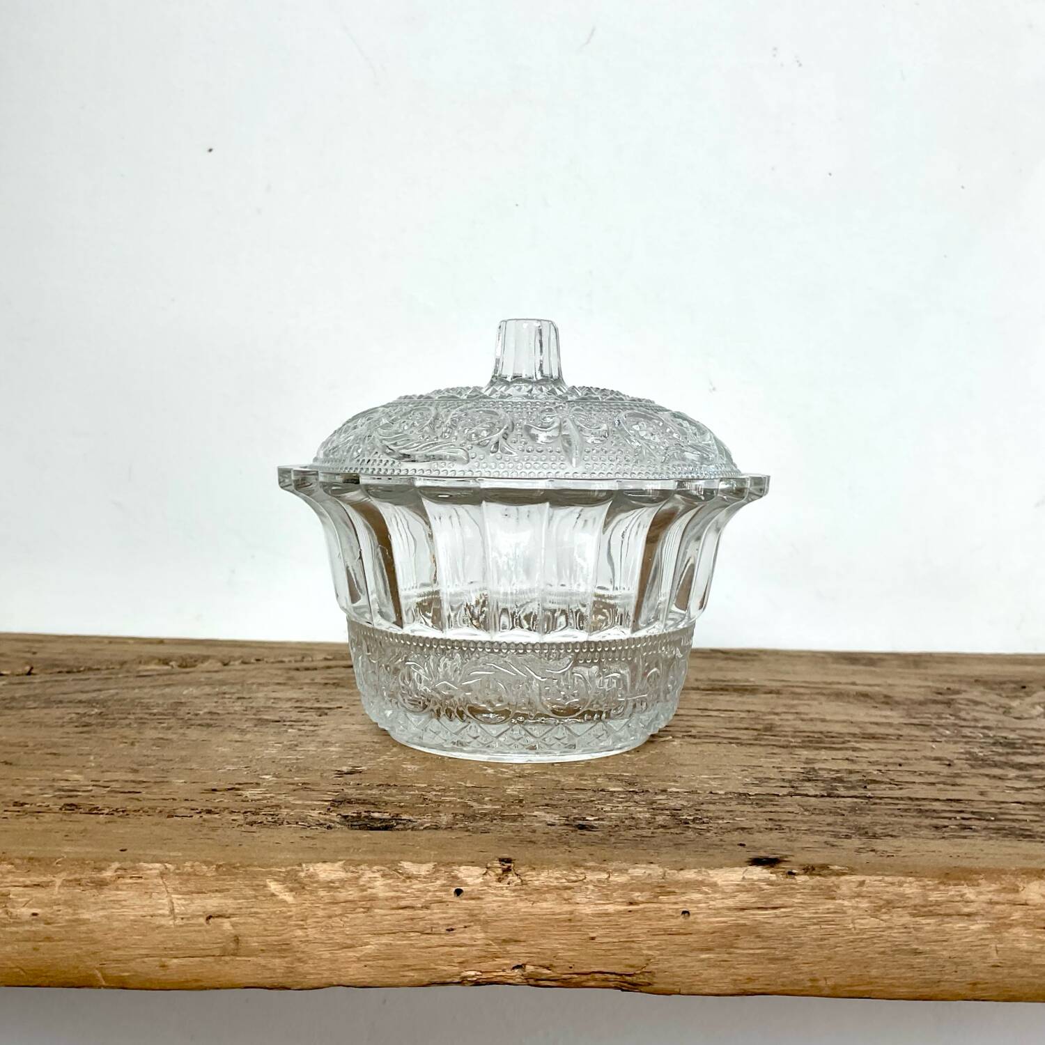 Vintage chiseled glass sugar bowl