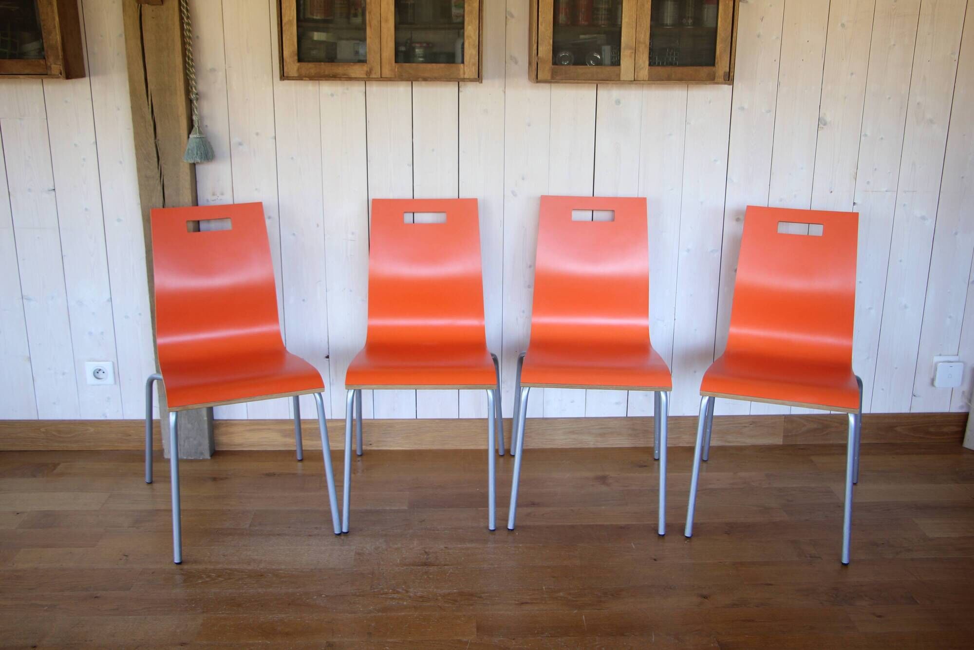 1970s metal and wood chairs