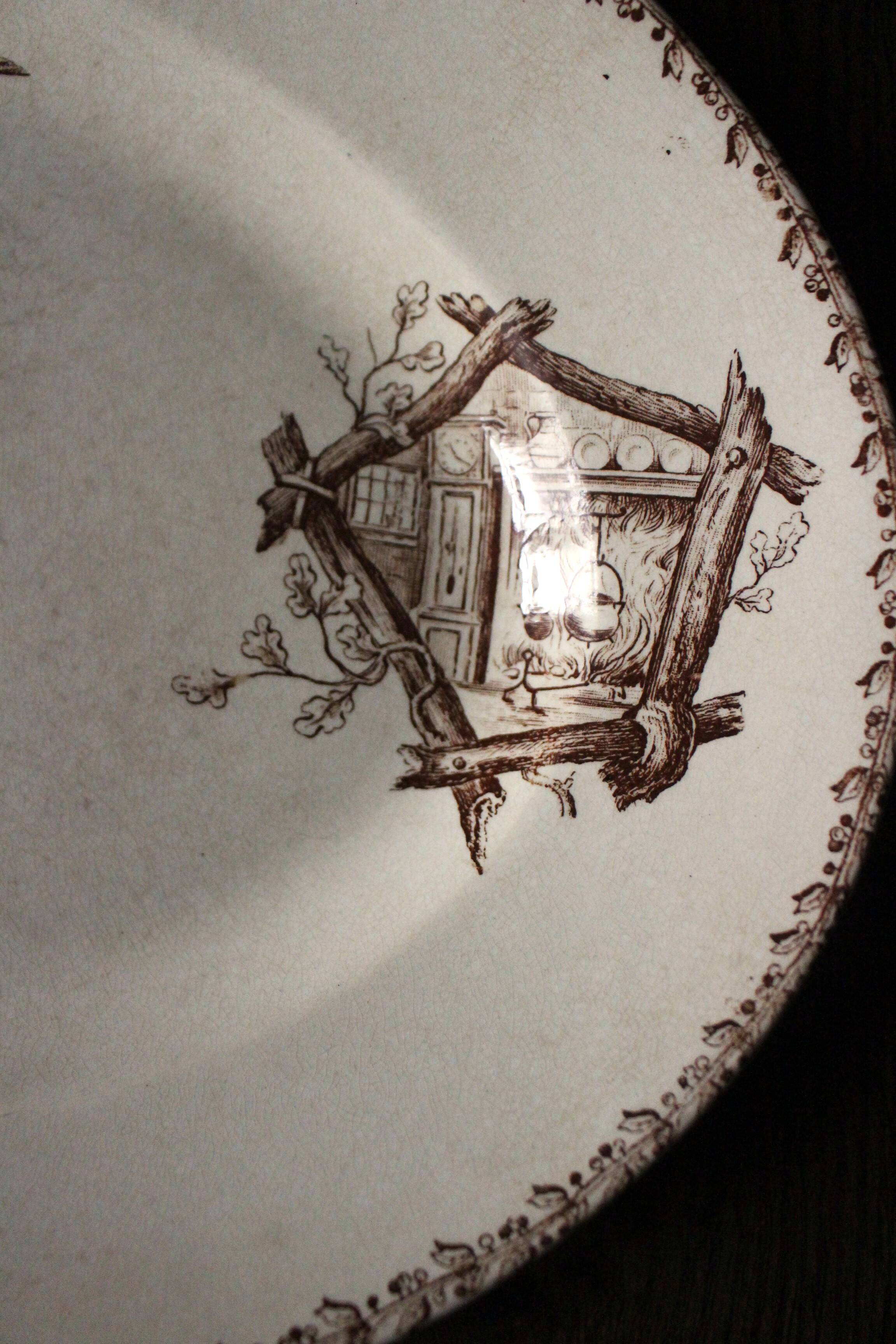 Oval sepia Oxford ironstone plate