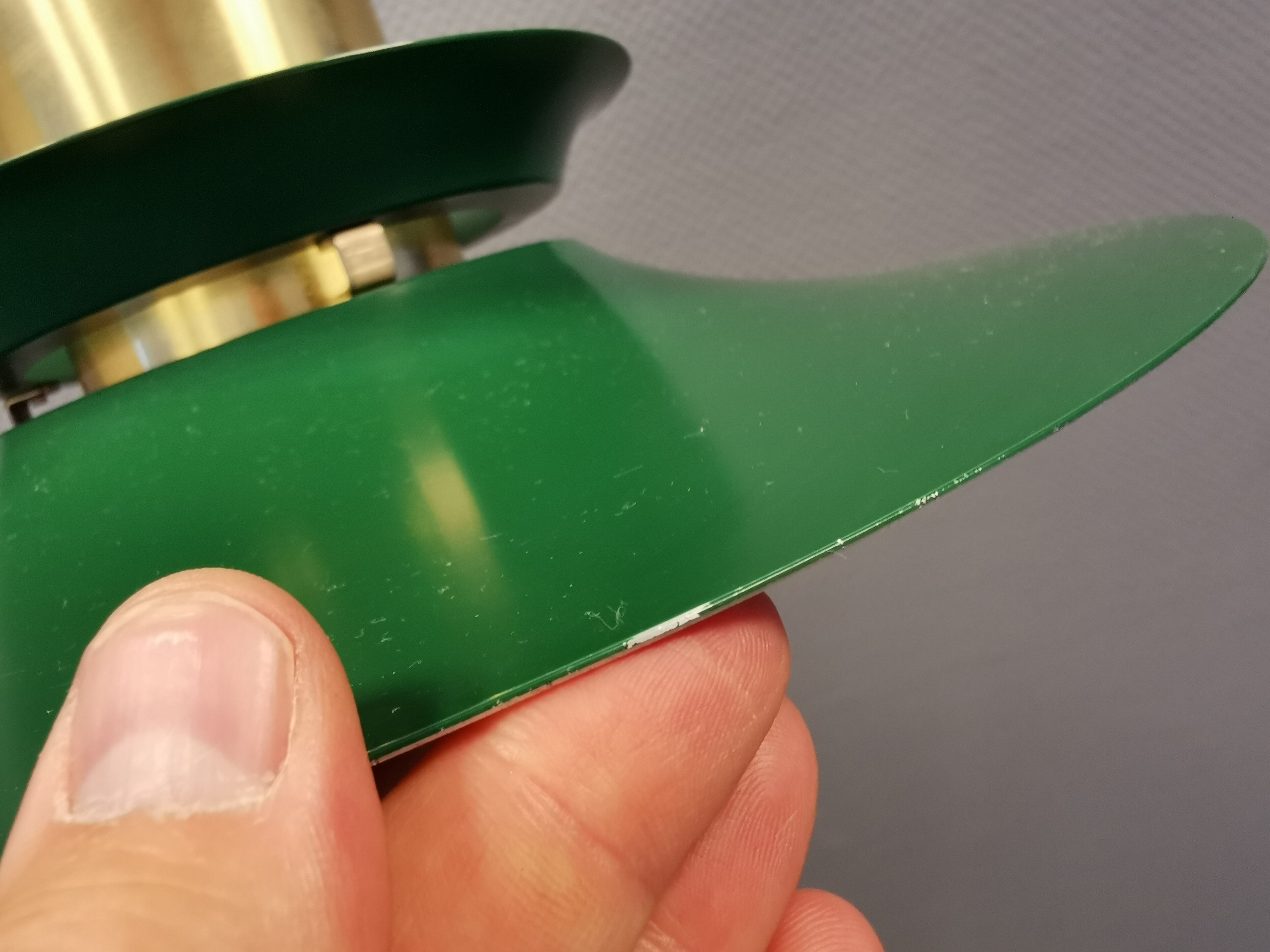 Hanging lamp from the 1970s-1980s, made of metal and brass.