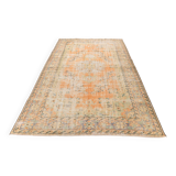 6x10 Peach Orange Large Vintage Rug, 184x290 Cm