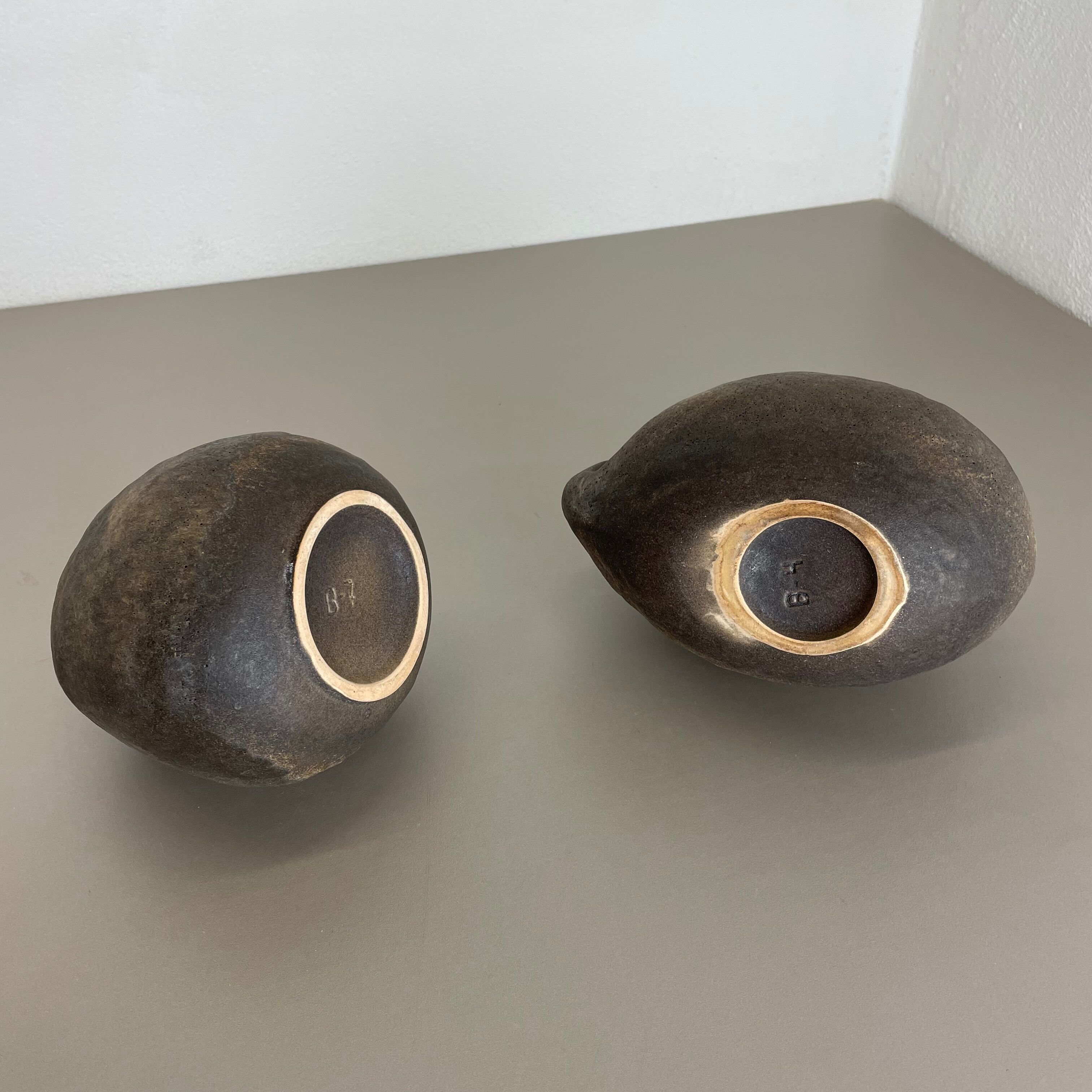 Set of 2 West German Ceramic Studio Vase Object by Helmut Schäffenacker, 1960s