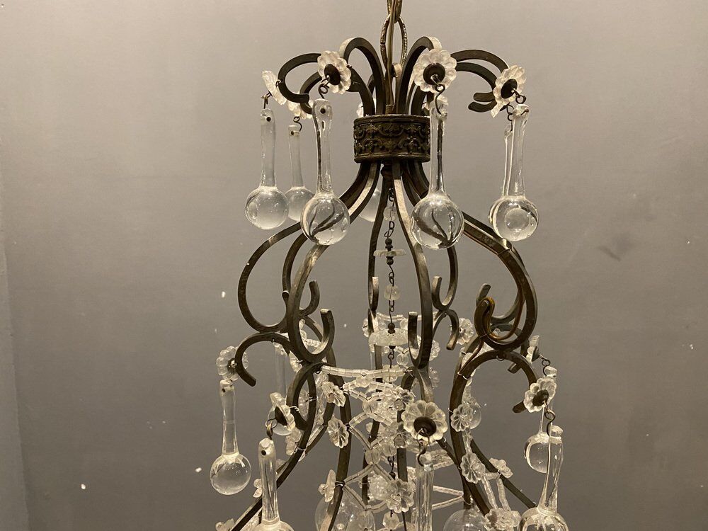 Vintage italian light pendant with murano glass drops
