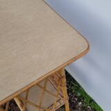 Rattan desk with vintage stool - 1950s