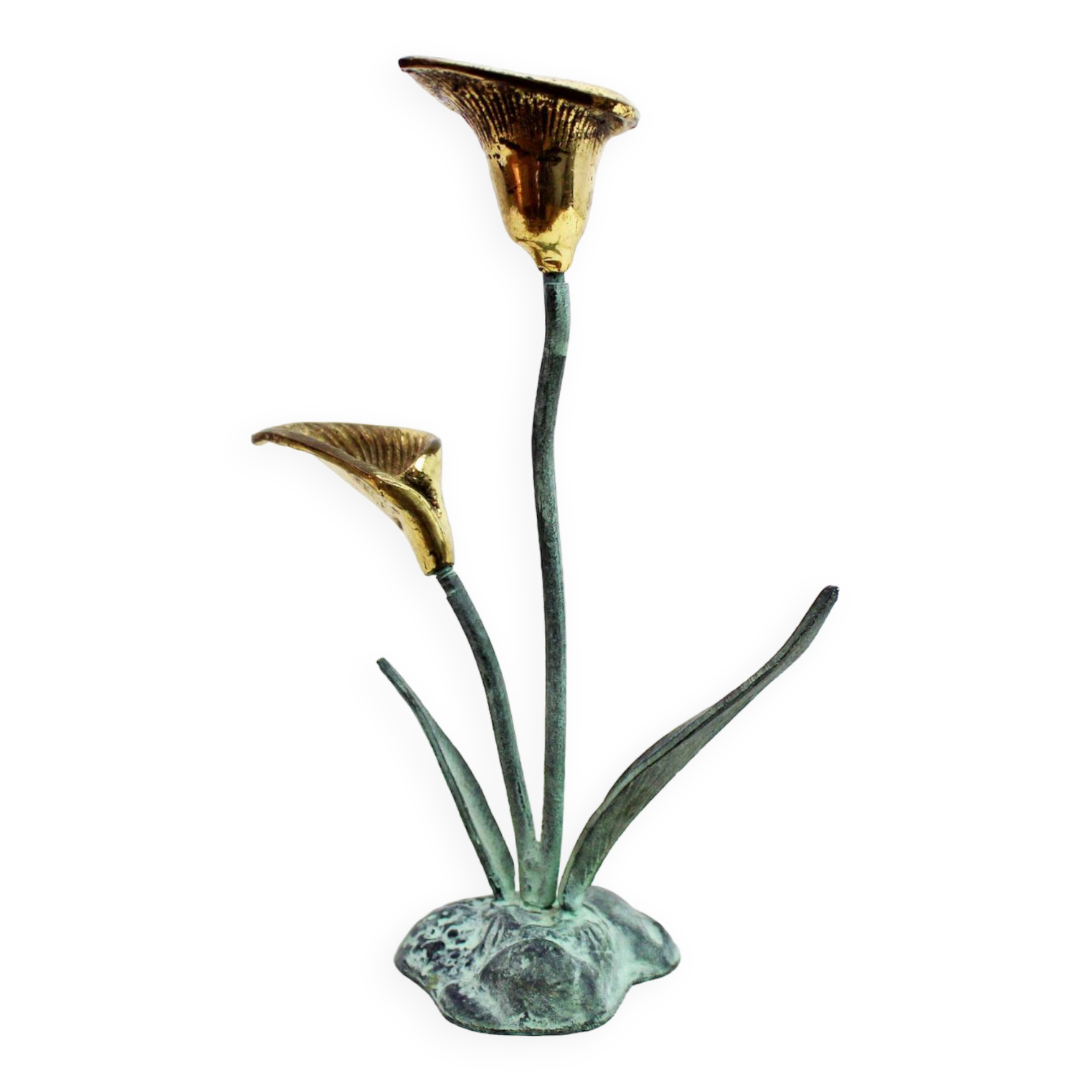 Brass flower candle holder
