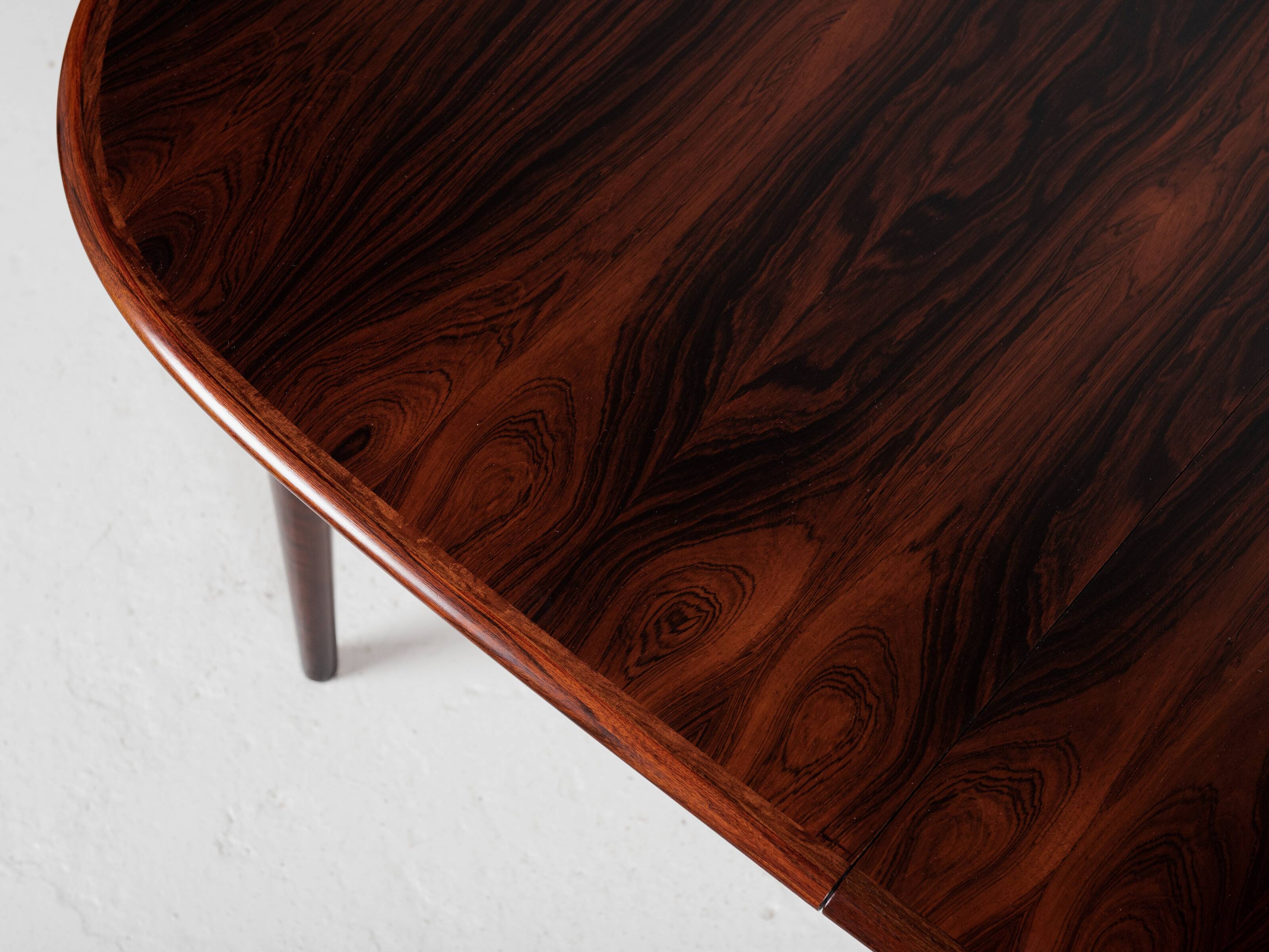 Midcentury Danish oval dining table in rosewood 1960s - with 2 extensions