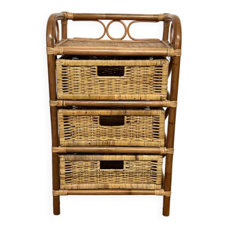 Vintage rattan chest of drawers