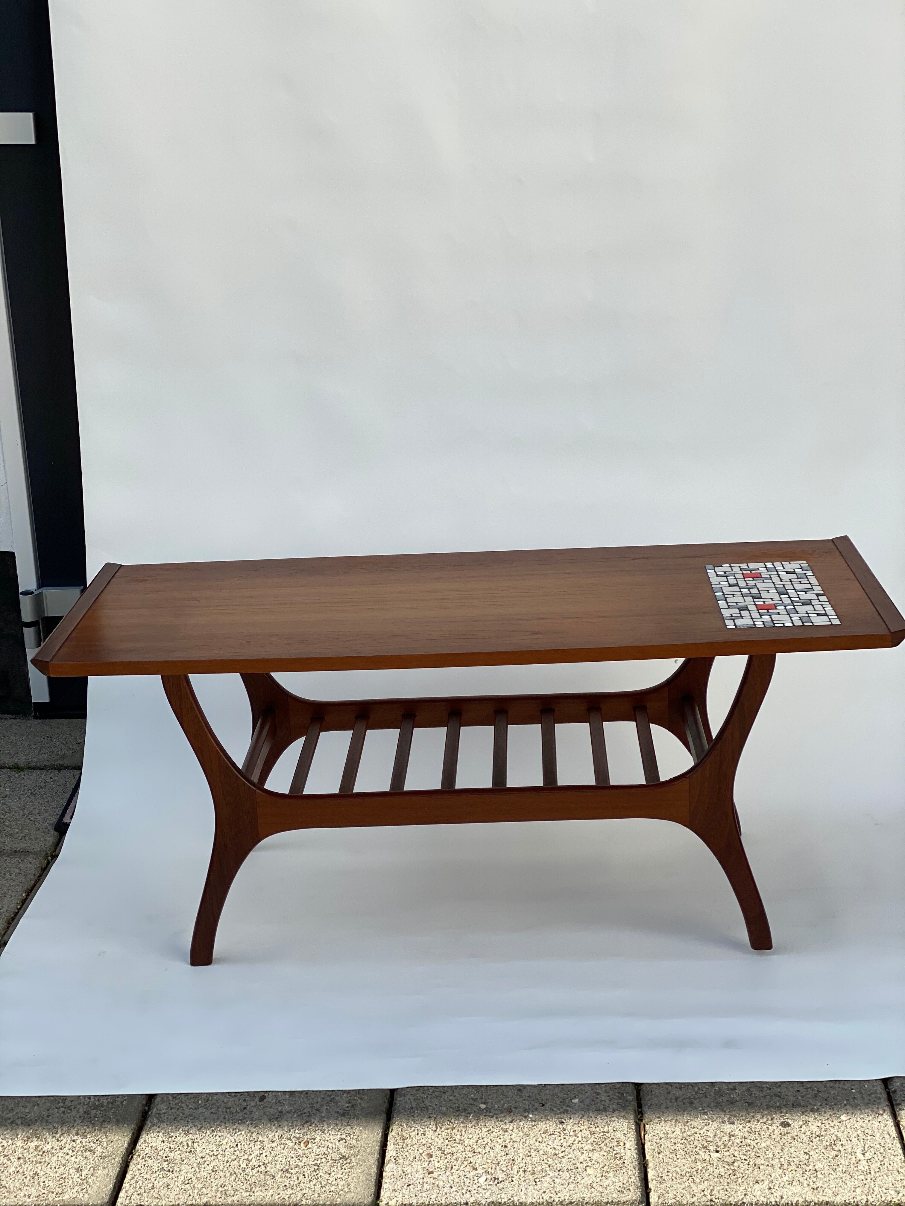 Louis Van Teeffelen Teak and Mosaic Tile Salon Table