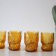 Set of 6 amber glasses, frosted effect, vintage French