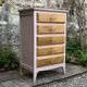 Commode vintage pieds compas rose poudré 1950