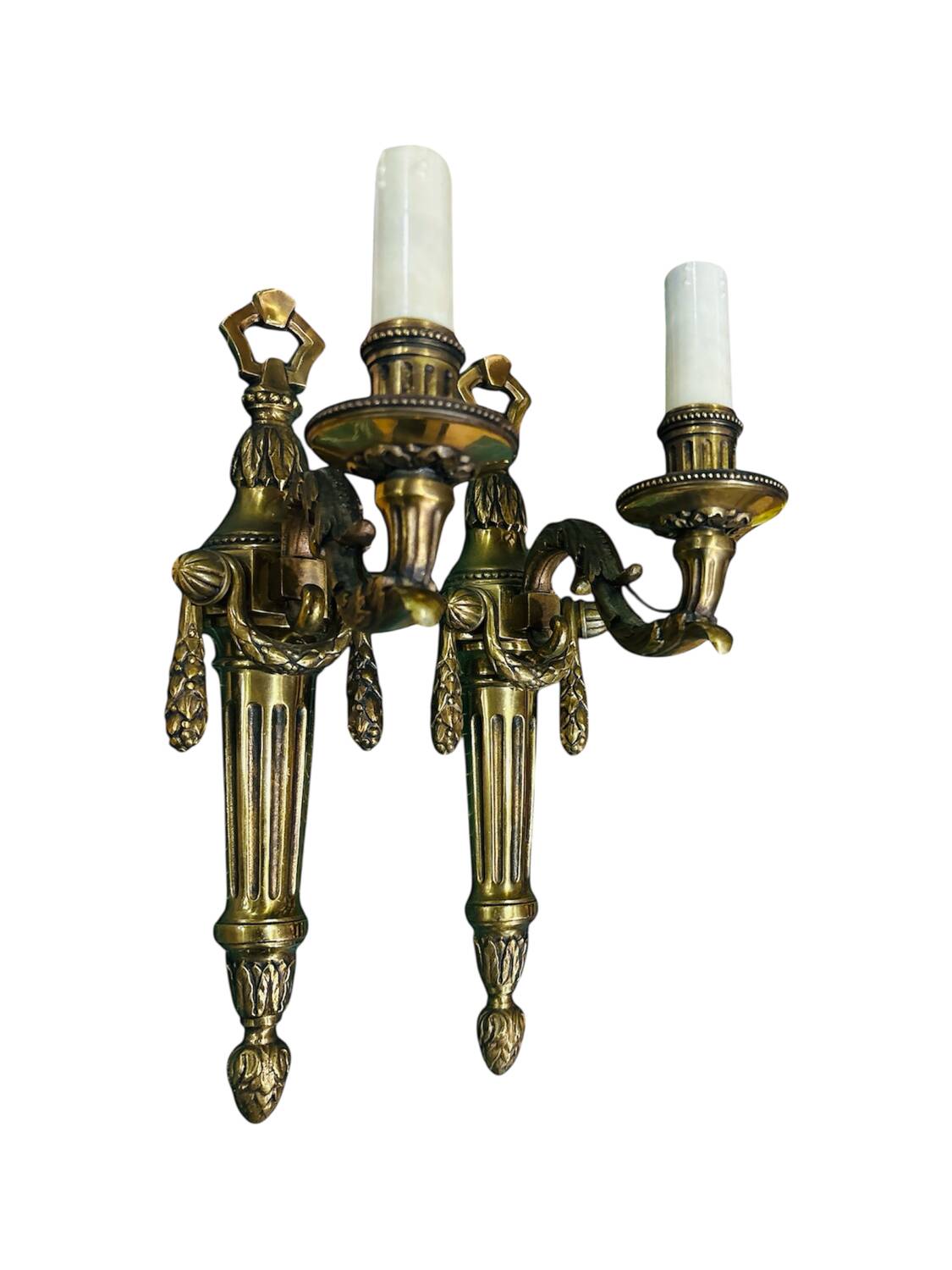 Pair of gilt bronze wall sconces in Louis XVI style