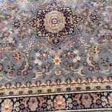 Beige and blue wool Persian rug with a velvet effect, 170x240cm.