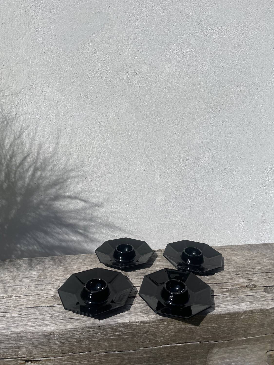 4 black egg cups 1970