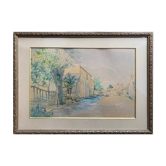 Watercolor painting "Maison Dieu" Marie Chatelain late NINETEENTH + frame