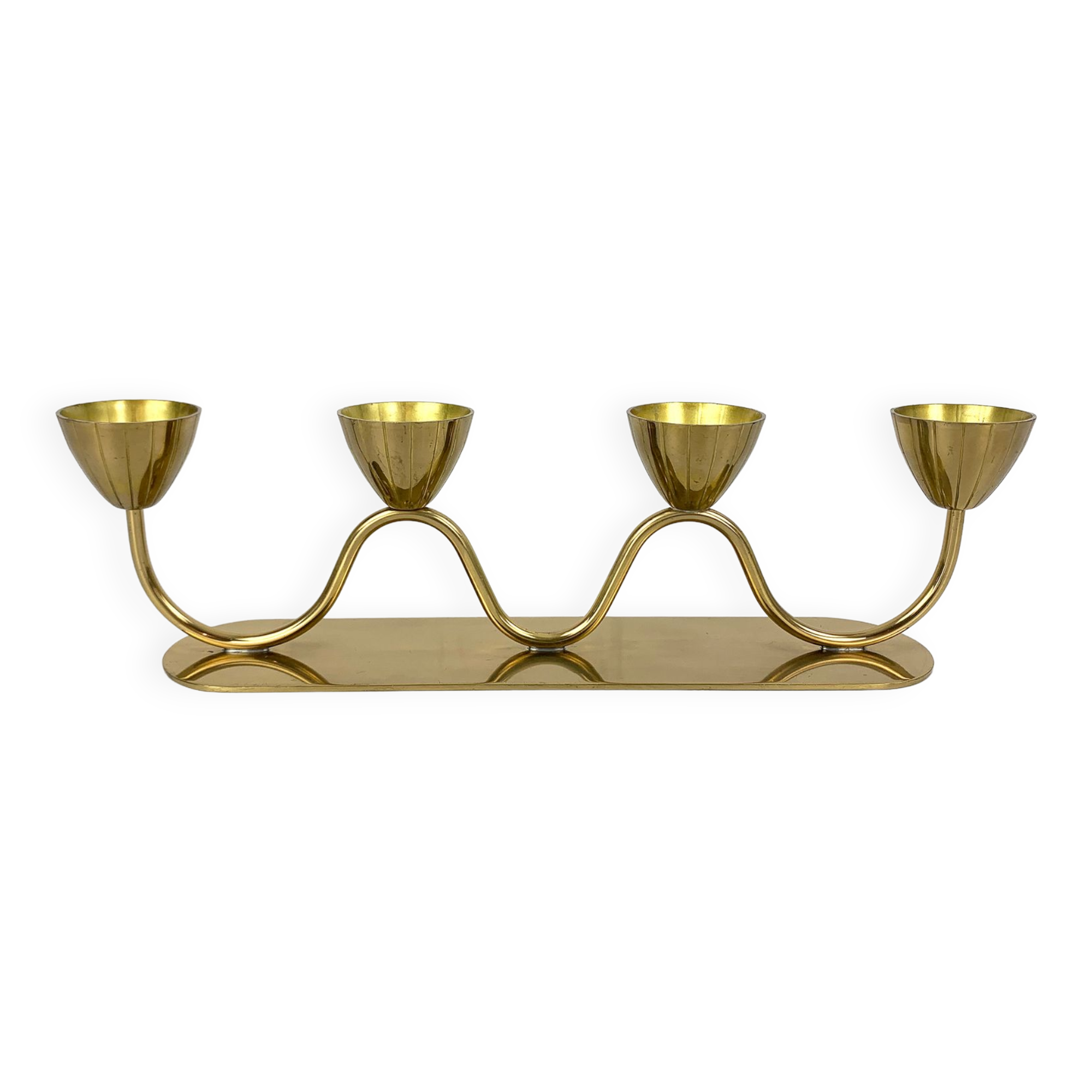 Gunnar Ander, Candélabre, pour Ystad Metall, Laiton, Métal Peint, Suède