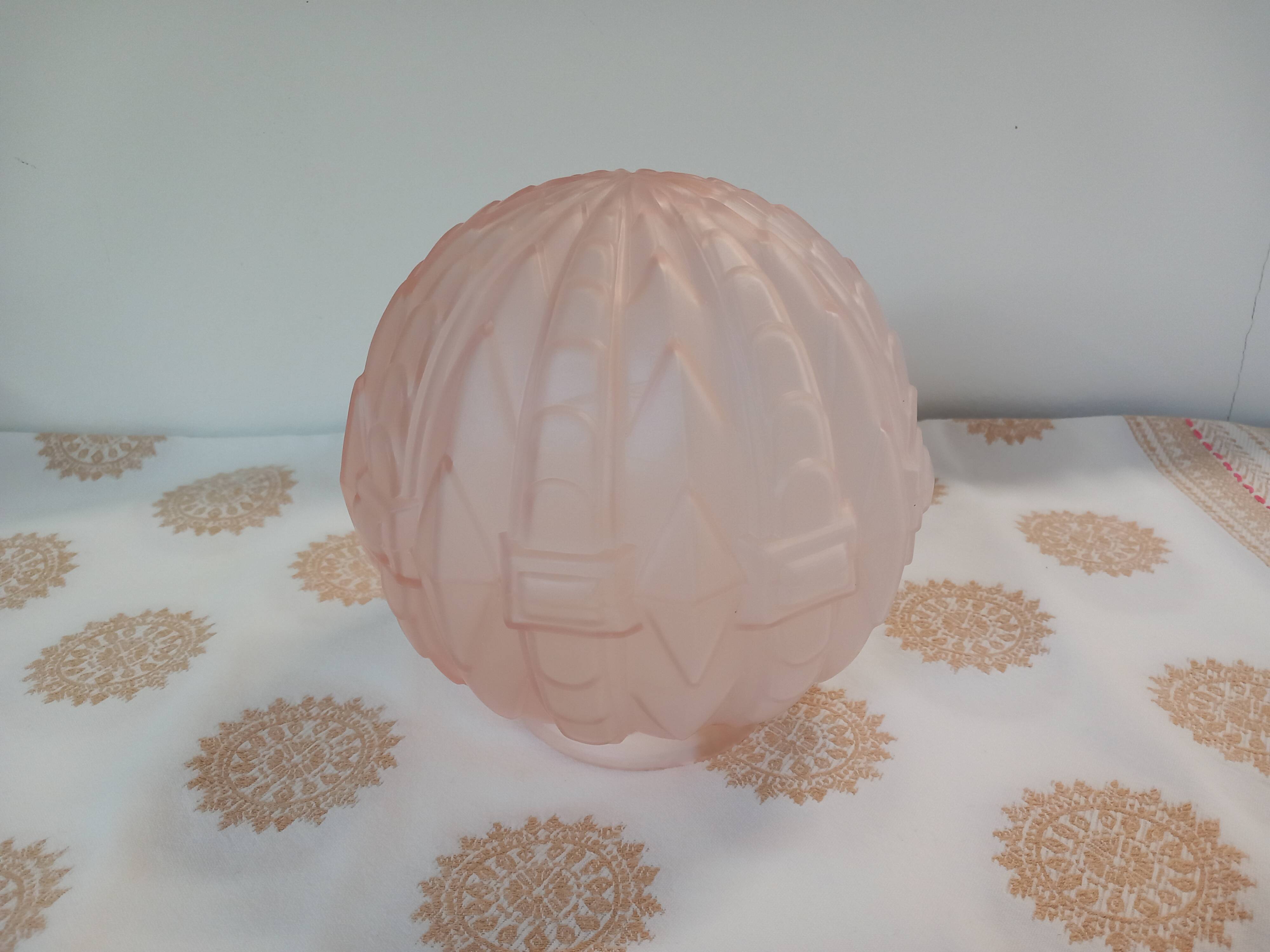 Old pale pink pressed glass globe