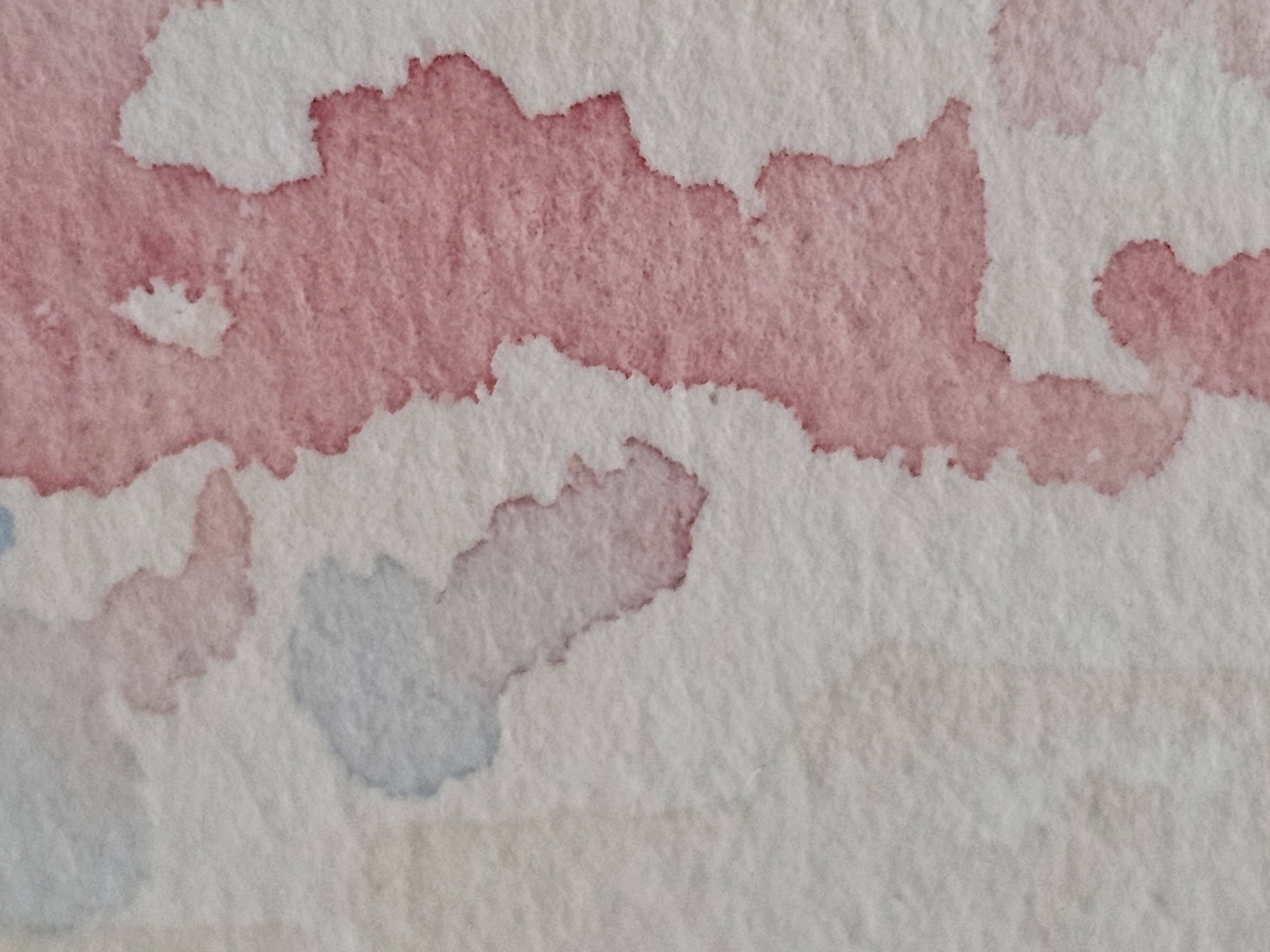 Painting - Watercolor landscape with poppies - View of Irancy (Yonne)