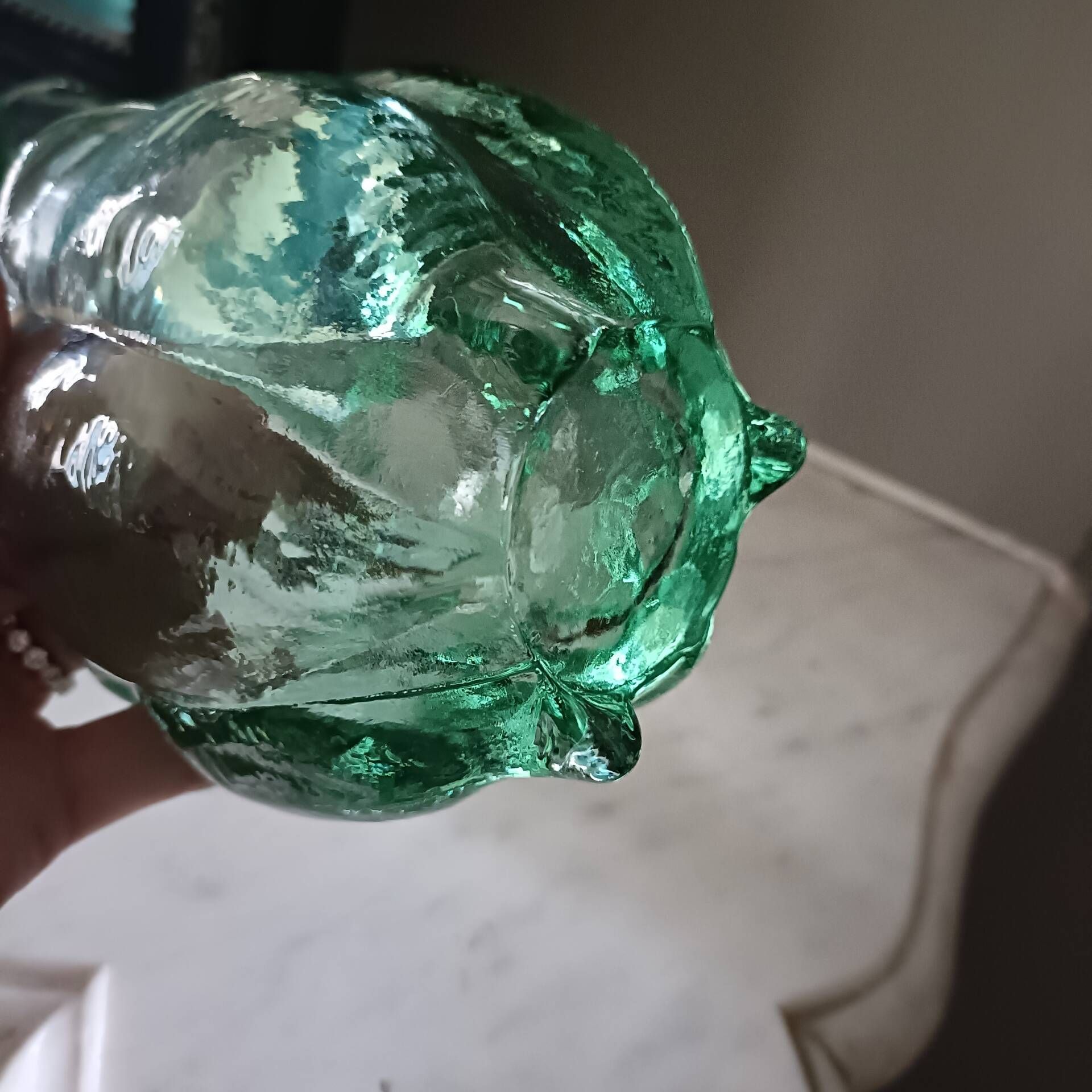 Paire de bougeoirs vintage en verre