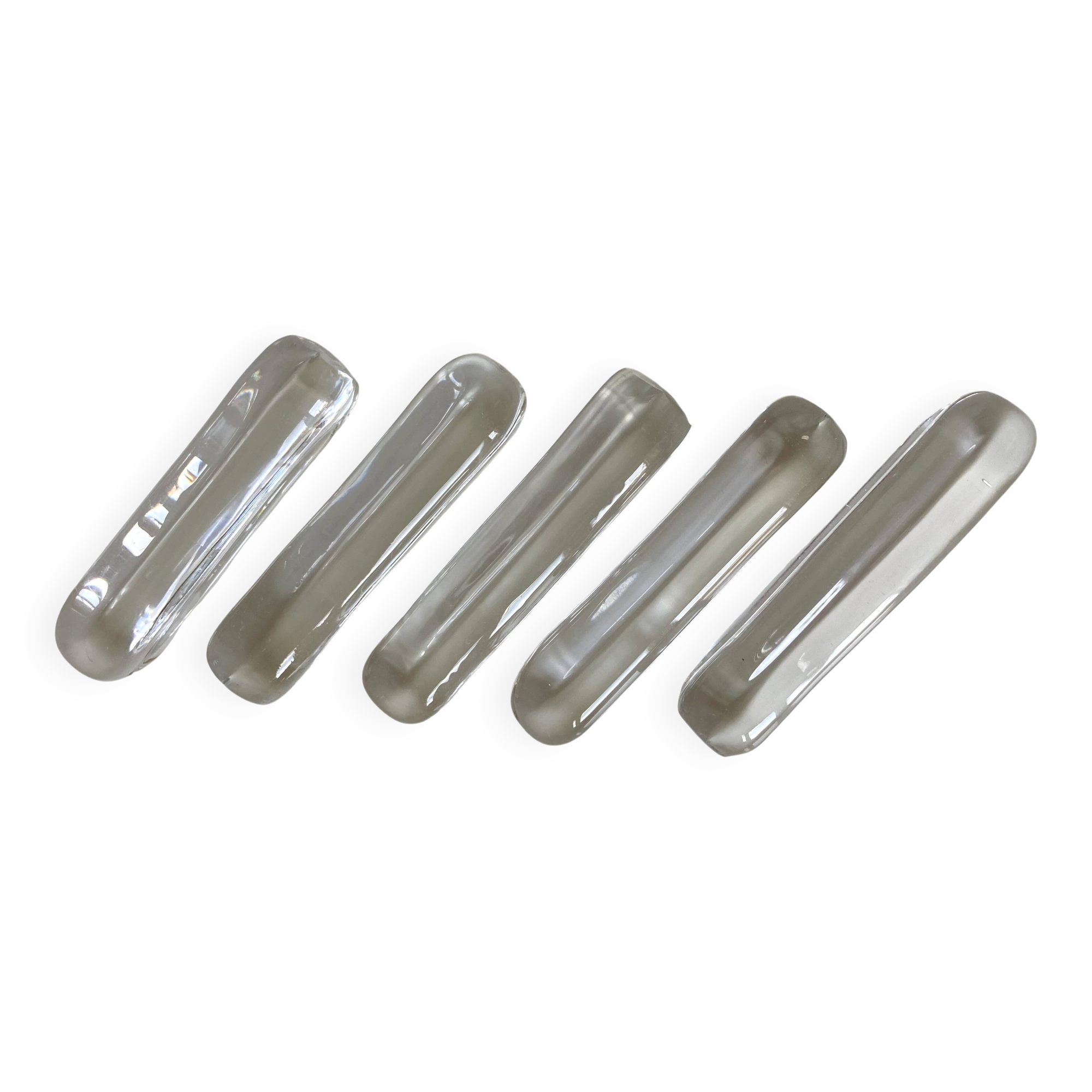 Set of five knife rests signed in crystal by the Daum Nancy house, 1960.