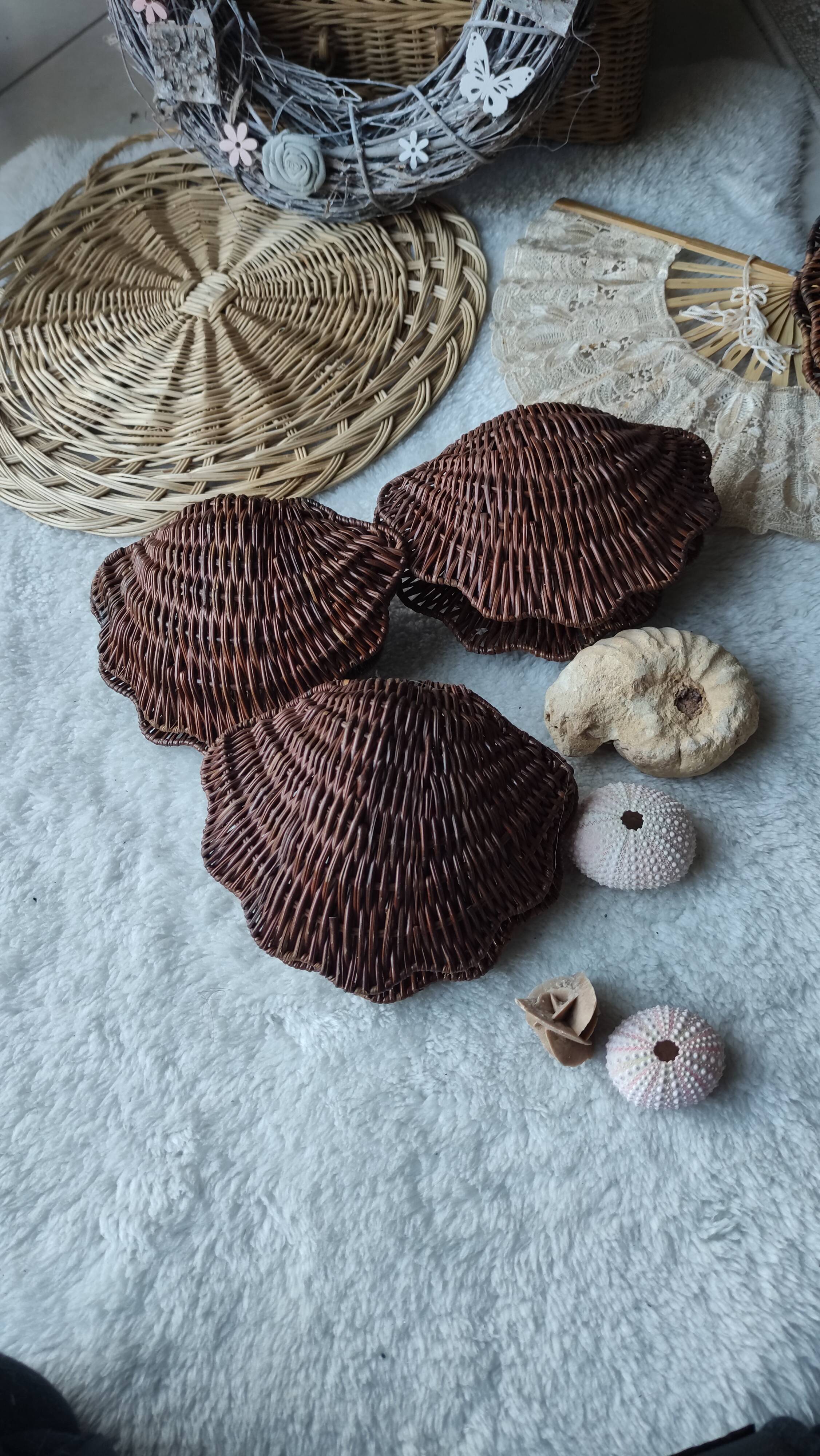 Vintage box in woven wicker shell shape