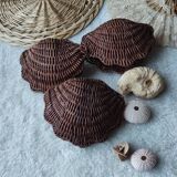 Vintage box in woven wicker shell shape