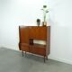 Teak veneer wall cabinet with flap, bar cabinet vintage