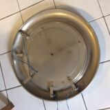 Vintage bright round bathroom mirror in metal