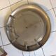 Vintage bright round bathroom mirror in metal