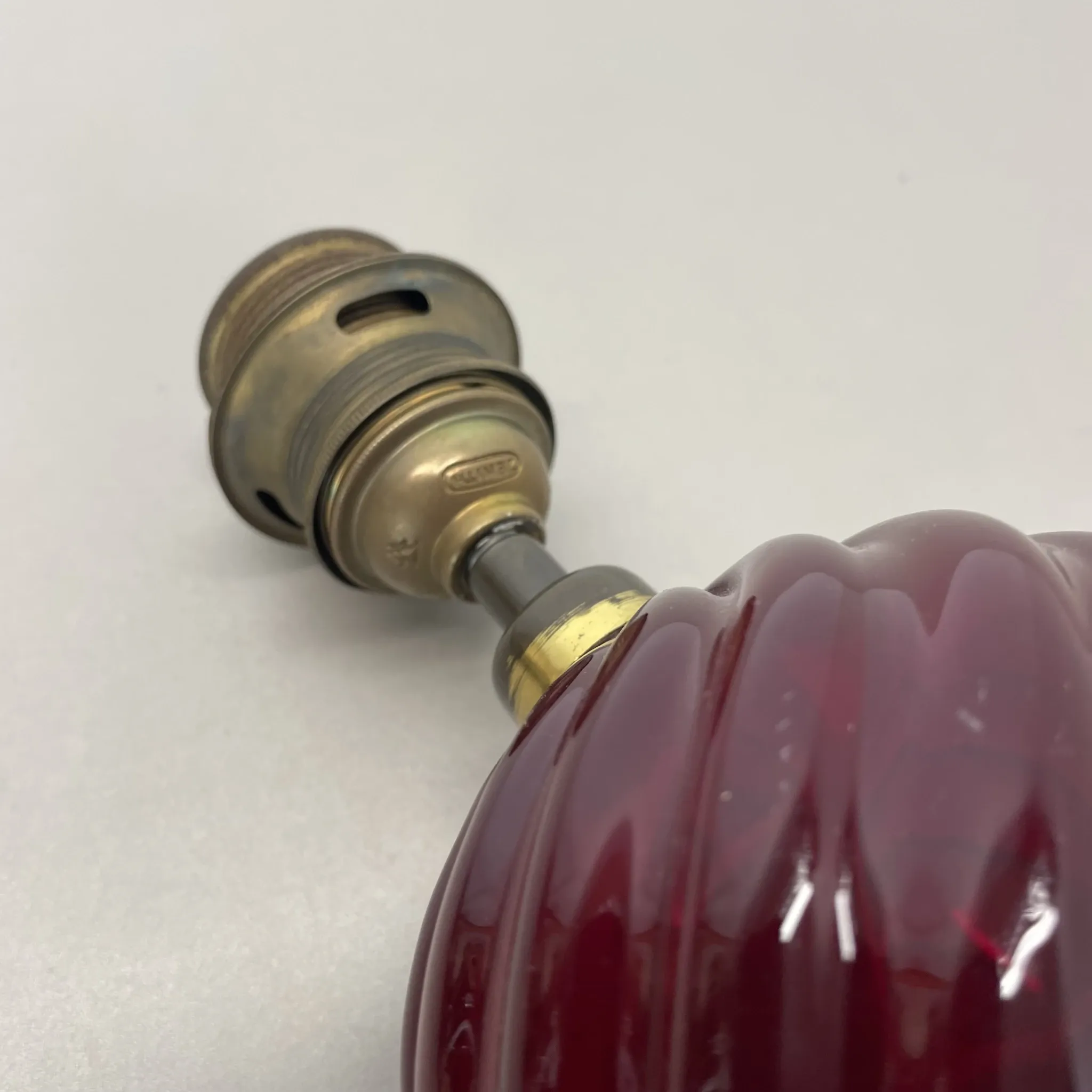 Unique Table Lamp Base made of Murano Glass with Red Ball, Barovier & Toso (attributed), Italy, 1960s