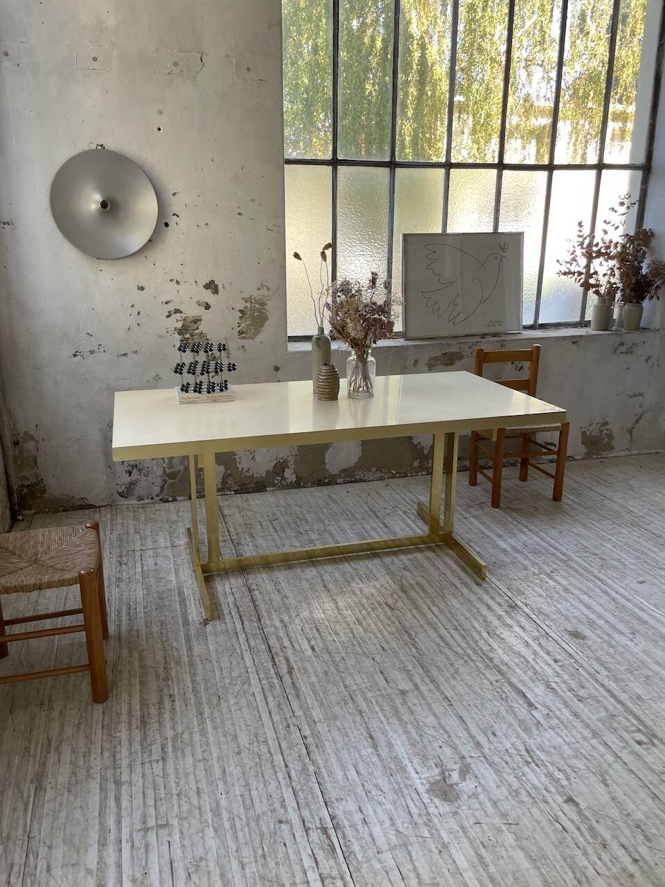Brass table 1970 Italian lacquer