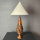 Sculptural artisanal brutalist midcentury burl wood turned table lamp 1960s