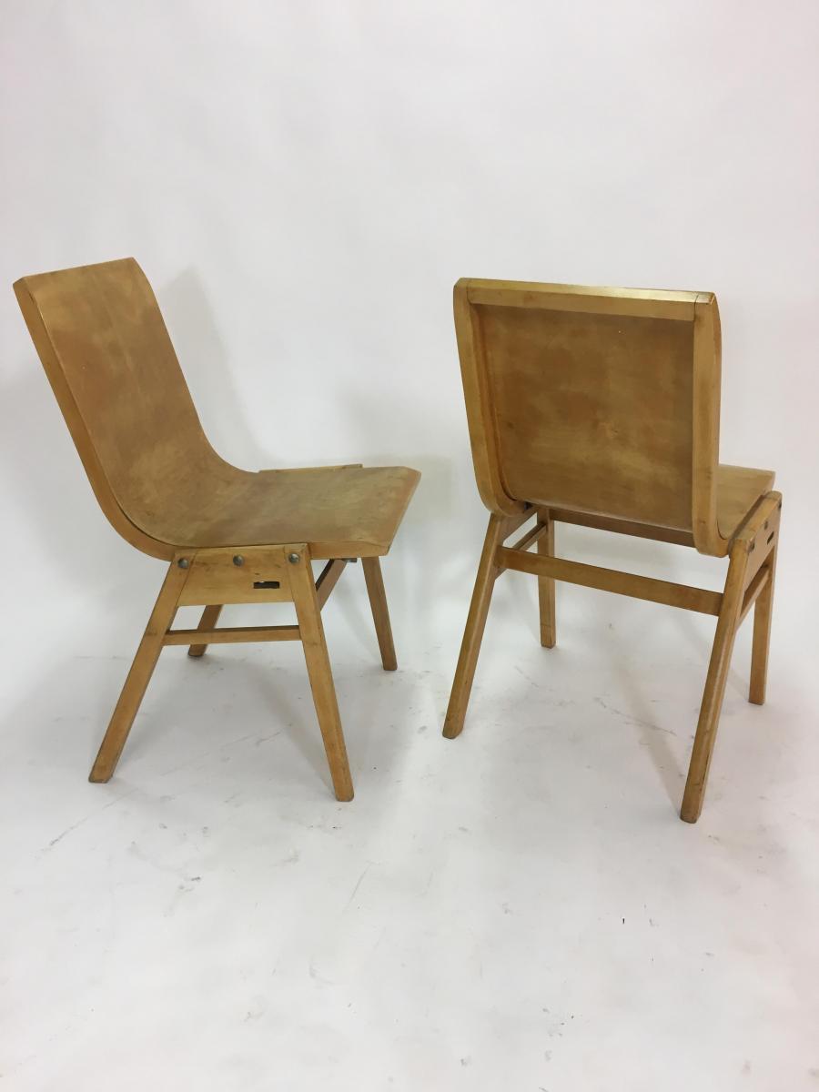 Pair of vintage by Roland Rainer plywood chairs