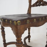 Pair of Antique Embossed Leather Chairs