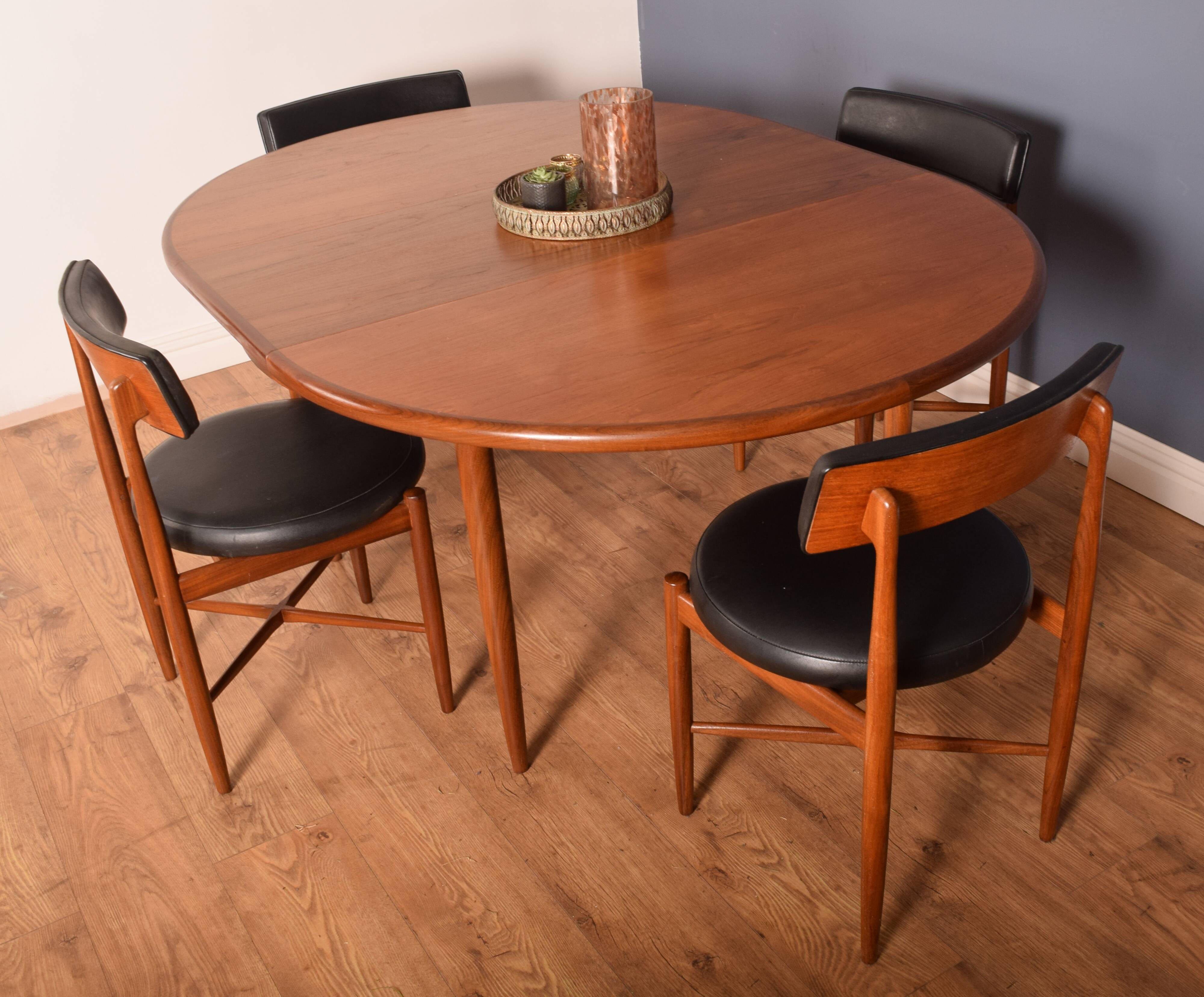 Restored Teak 1960s Retro G Plan Fresco Round Table & 4 Chairs Victor Wilkins