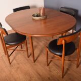 Table Ronde & 4 Chaises Victor Wilkins restauré en teck 1960s Retro G Plan Fresco