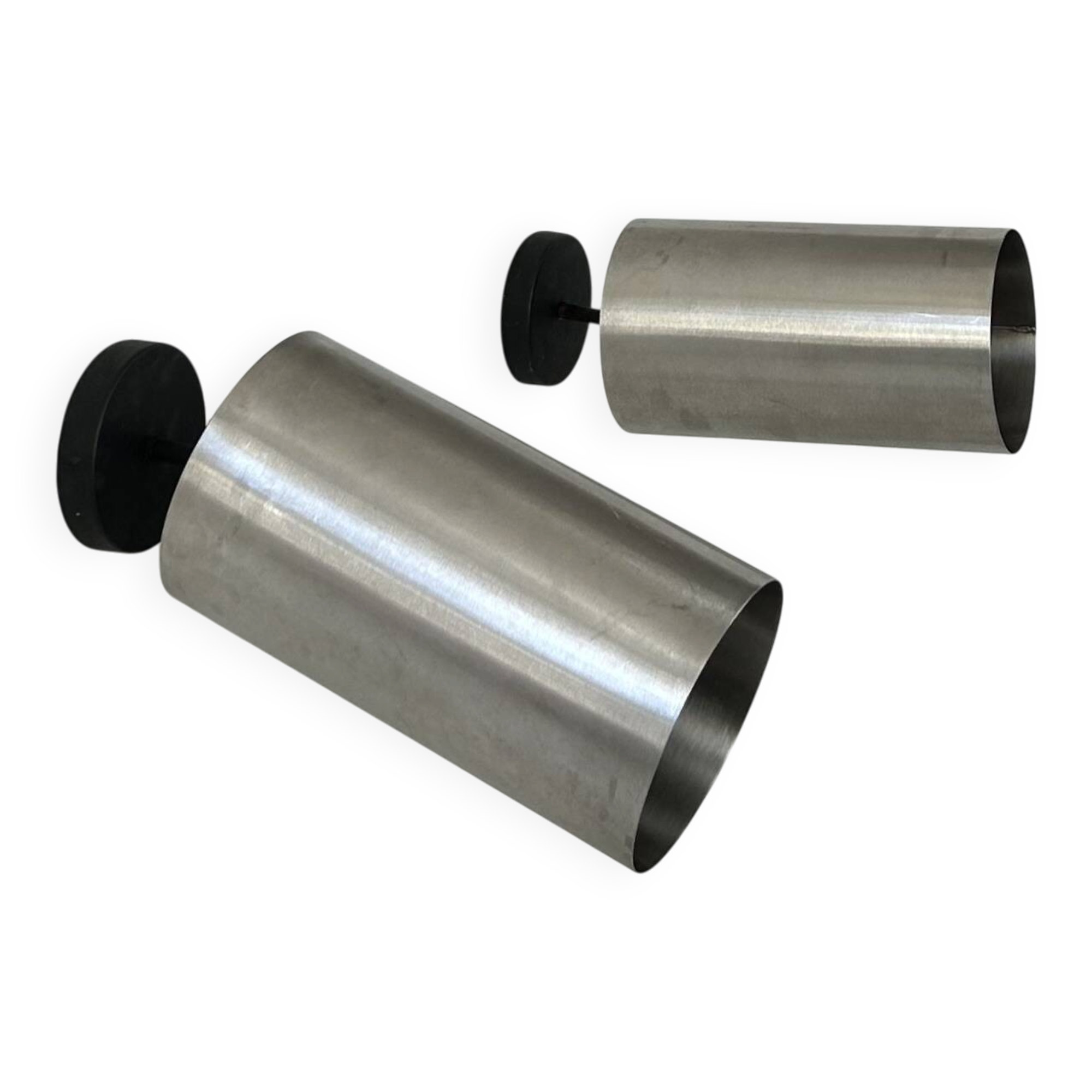 Pair of adjustable vintage wall lights, brushed metal, France, 1970.