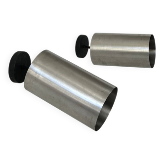 Pair of adjustable vintage wall lights, brushed metal, France, 1970.