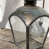 Antique lantern suspension in brass and glass