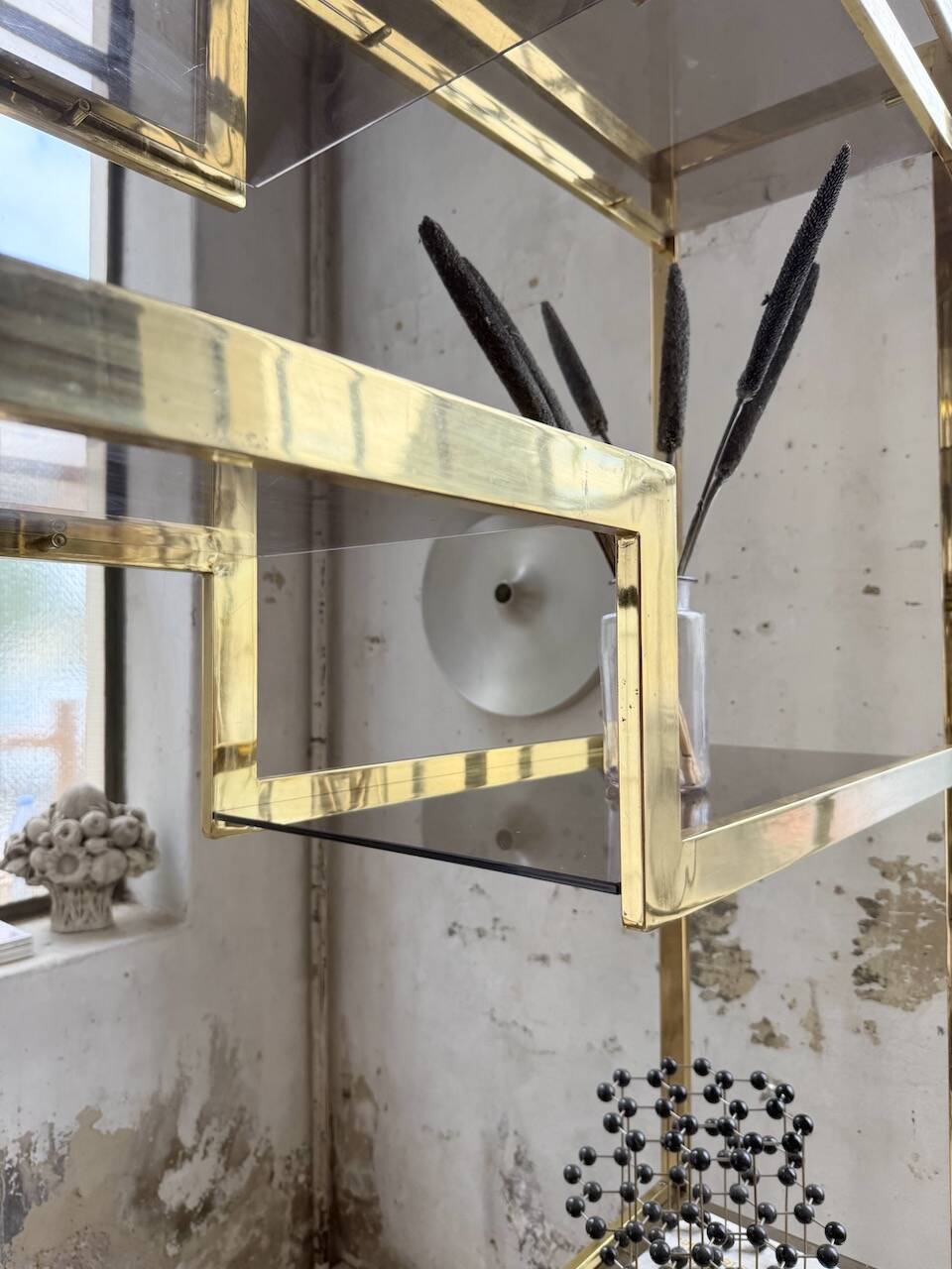 Brass shelf 1970 Belgo Chrom regency