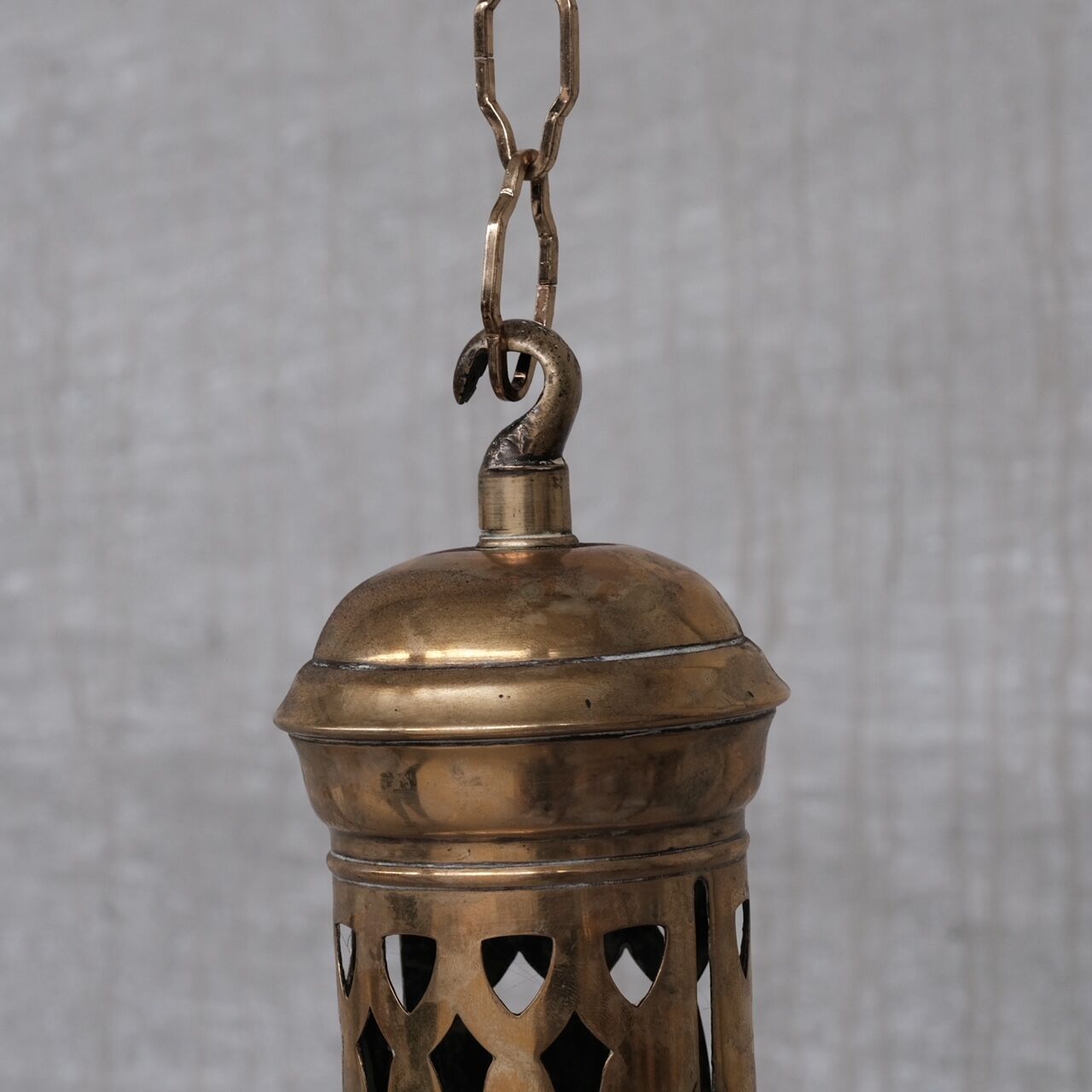 German Antique Two Tone Brass and Glass Pendant Light
