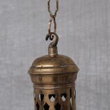 German Antique Two Tone Brass and Glass Pendant Light