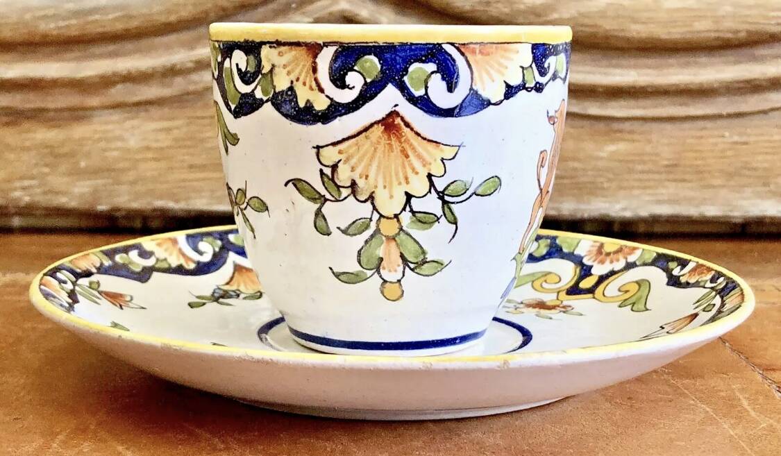 6 old Devres Fourmaintraux Rouen coffee cups Dinan model 19th century
