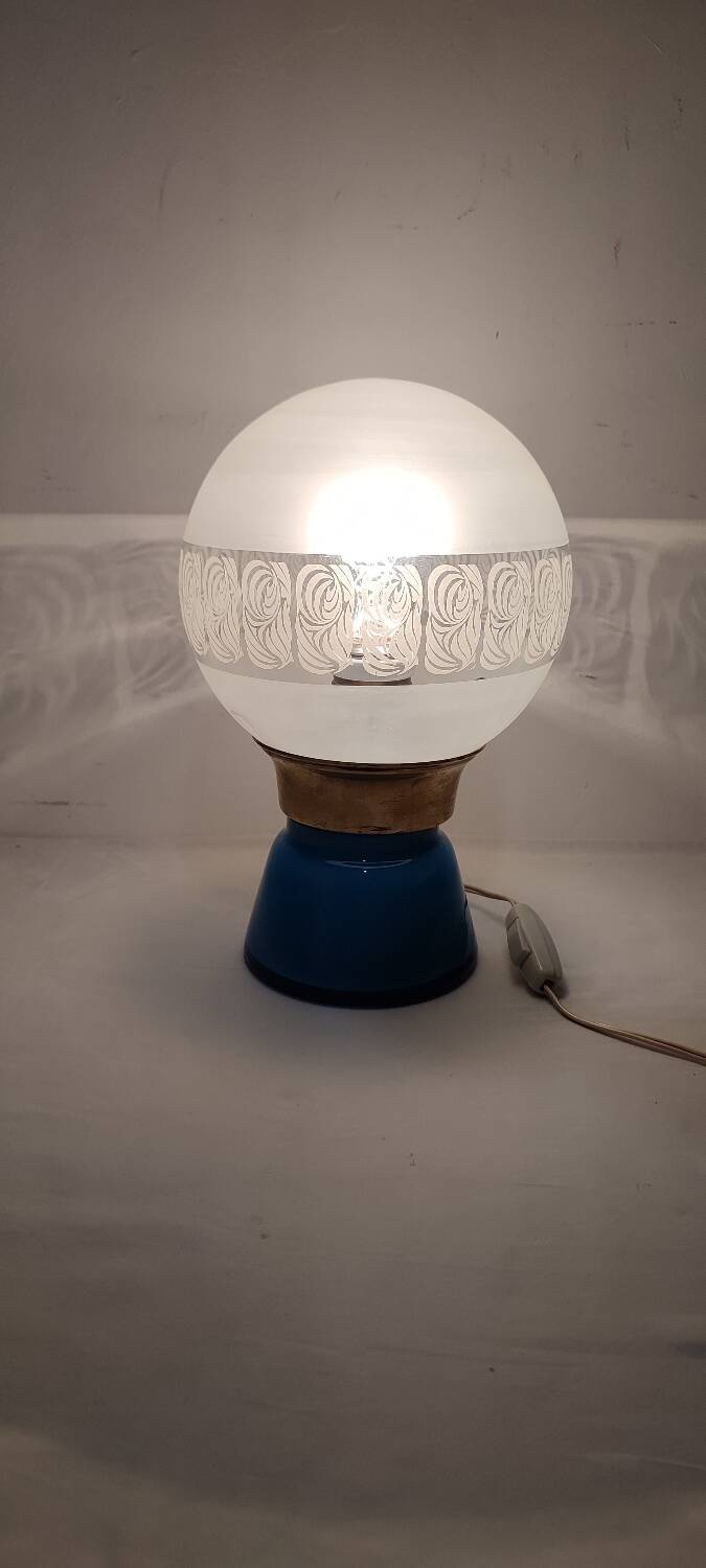 Lámpara de mesa de cristal. España, 1950s.