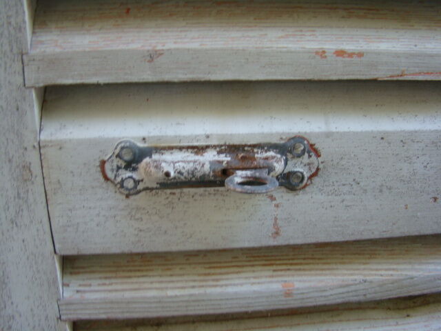 Old wooden slatted shutters