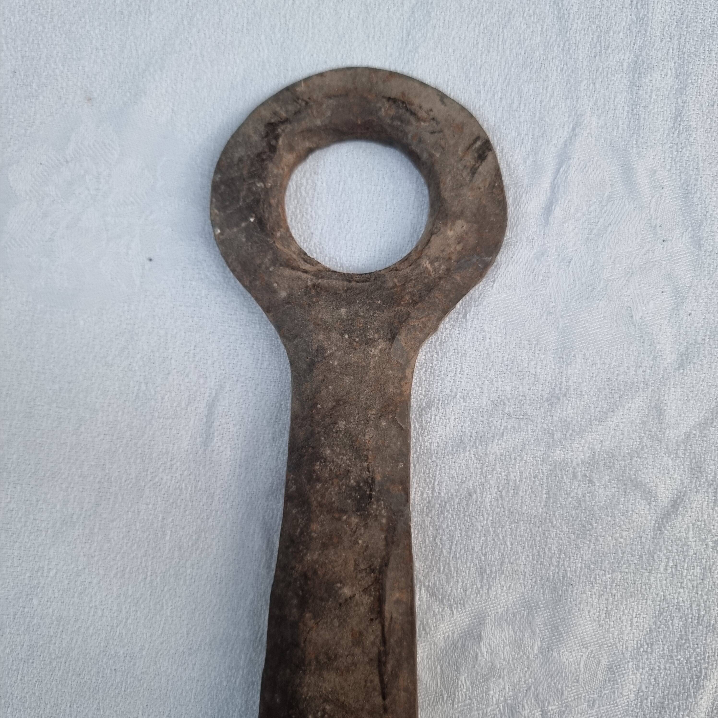 Pair of antique 15th century medieval castle wrought iron candlesticks