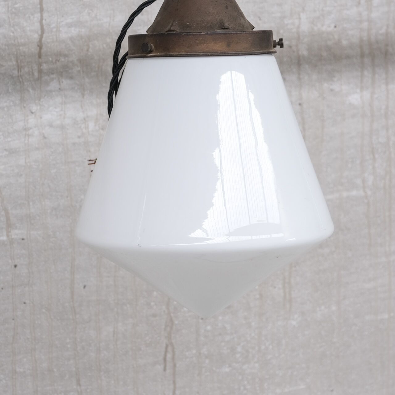 Mid-century opaline conical pendant light
