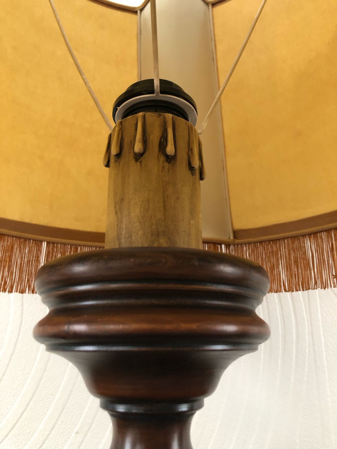 Wooden table lamp turned vintage