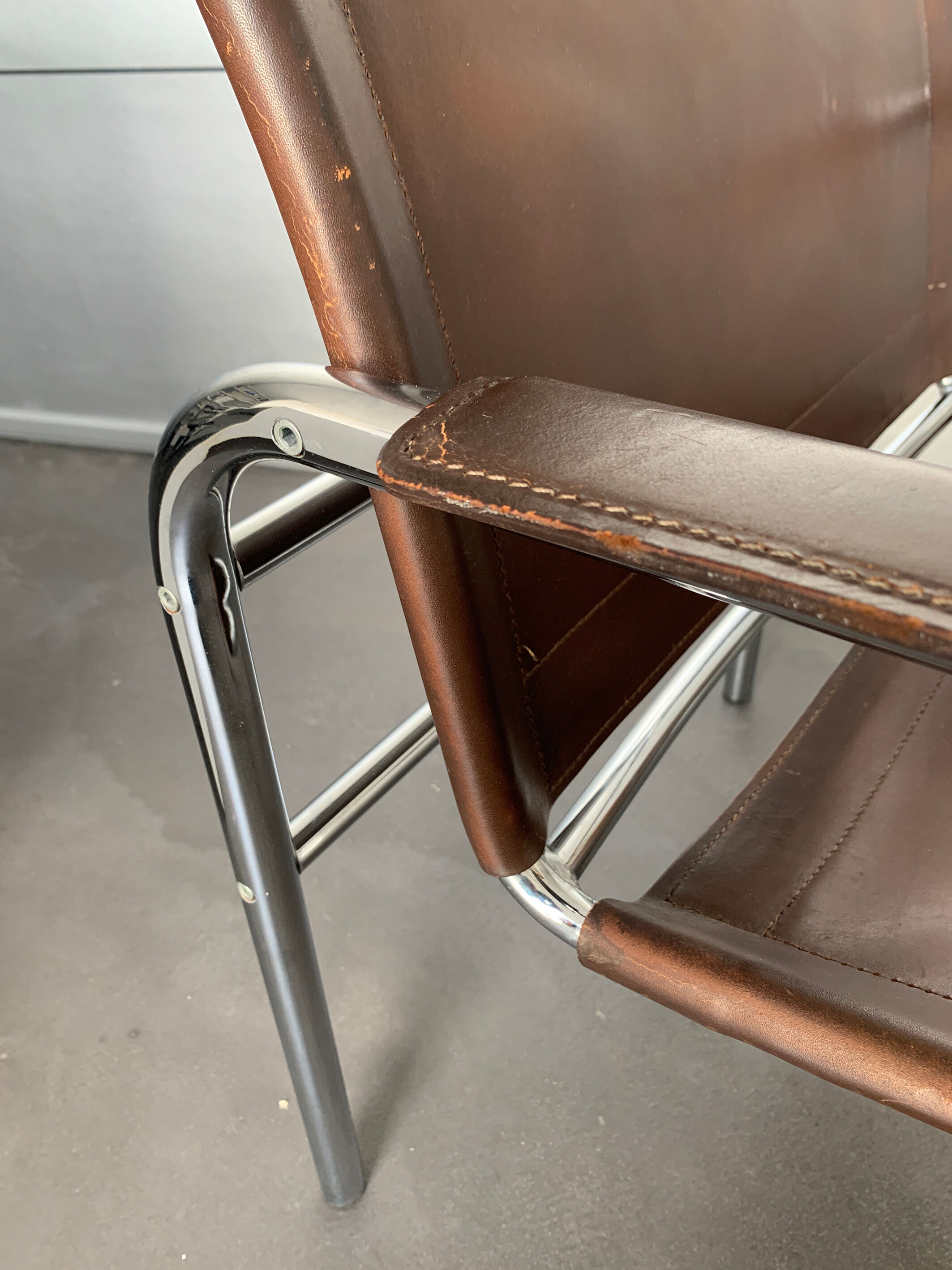 'Klinte' armchair for Ikea, chrome & leather design Tord Bjorklund 1970s chair