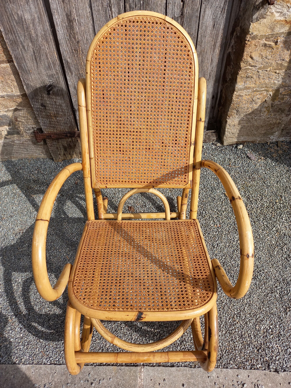 Bamboo, canborn, vintage rocking chair